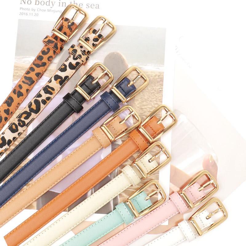Womens Slim Alloy Buckle Belt With Leopard Print PU Leather Waistband Jeans Casual Office Wear