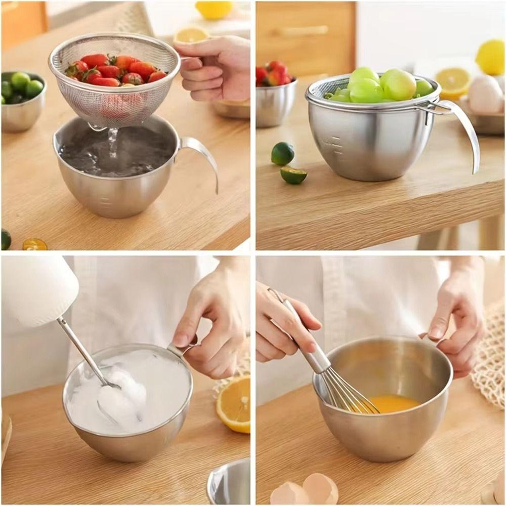 2Pcs/set Rust Proof Stainless Steel Colander Fine Mesh Food Strainer  Food Prep