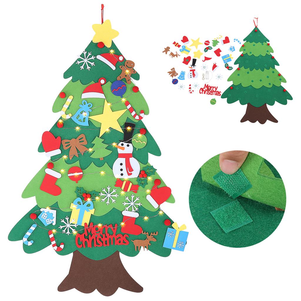 Christmas Decoration Wall Hanging Christmas Tree Felt DIY Holiday Party Ornament with LED#1