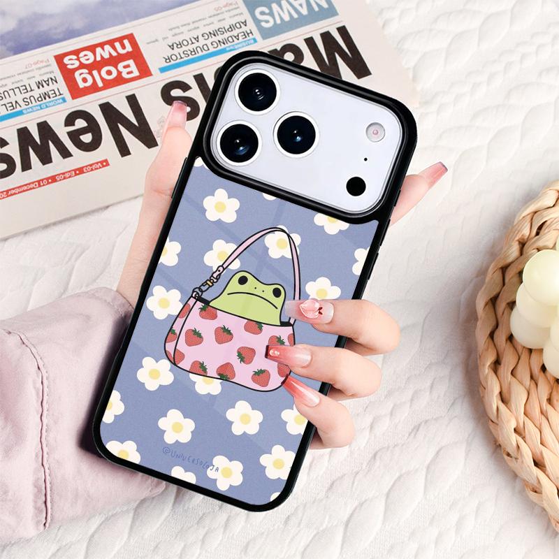 Mint Green The Frog Mushroom Phone Case For IPhone 17 16e 15 14 13 12 11 Pro Max Air Mini Soft Protective Cover