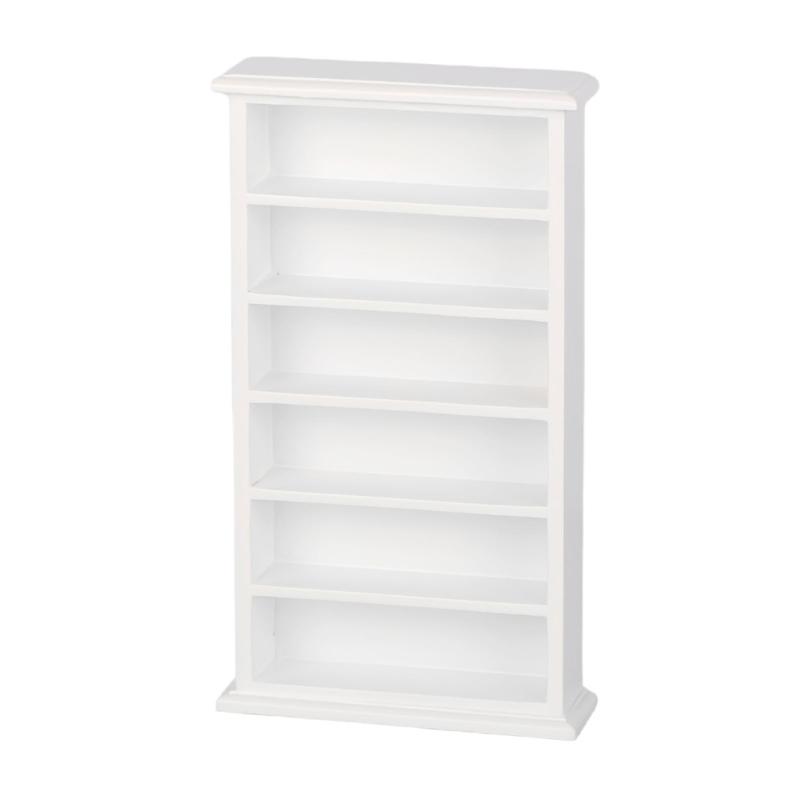 1/12 Scale Miniature Wooden Bookcase Model Figure With 6 Compartments For Doll House Accessories And Study Room Display