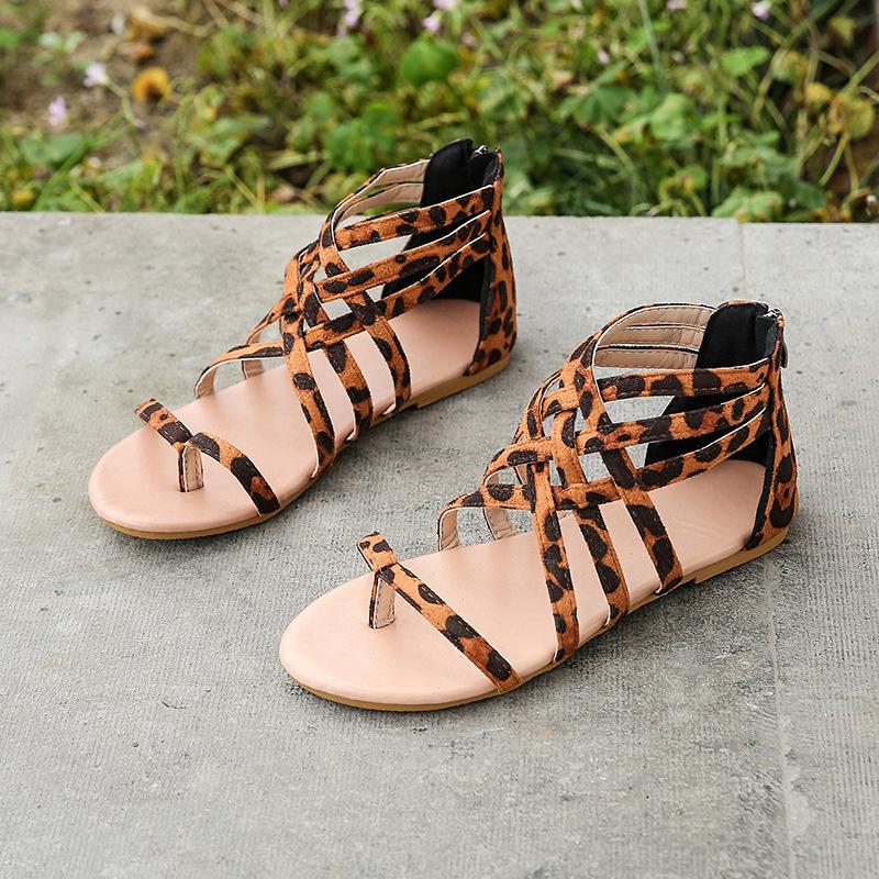 Summer wish large size flat sandals women's leopard print hollow women's sandals