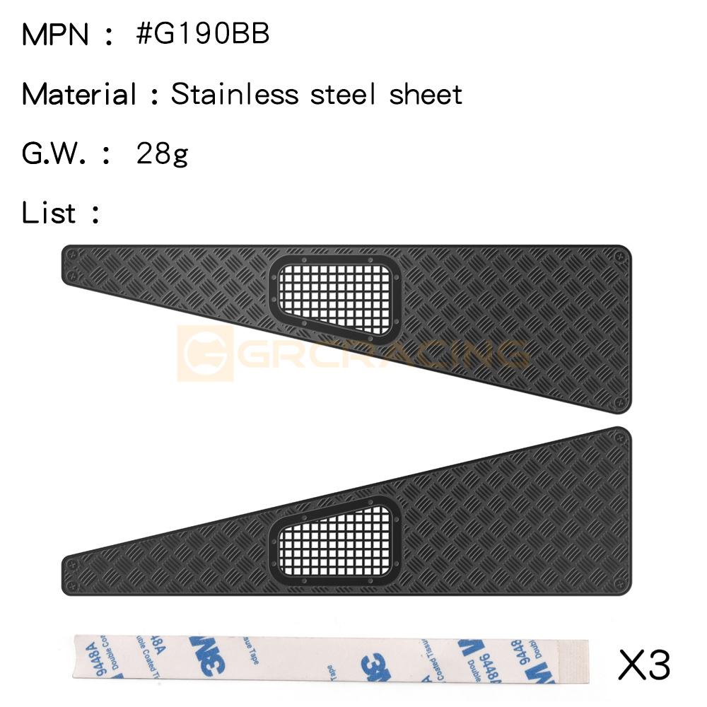 GRC 1/8 Stainless Steel Chequered Plates Metal Protection Sheets Decoration for H8H Defender Hood Bonnet Upgrade Parts G190BS/BB G190BB