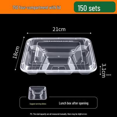 Disposable 4-Compartment Transparent Bento Box