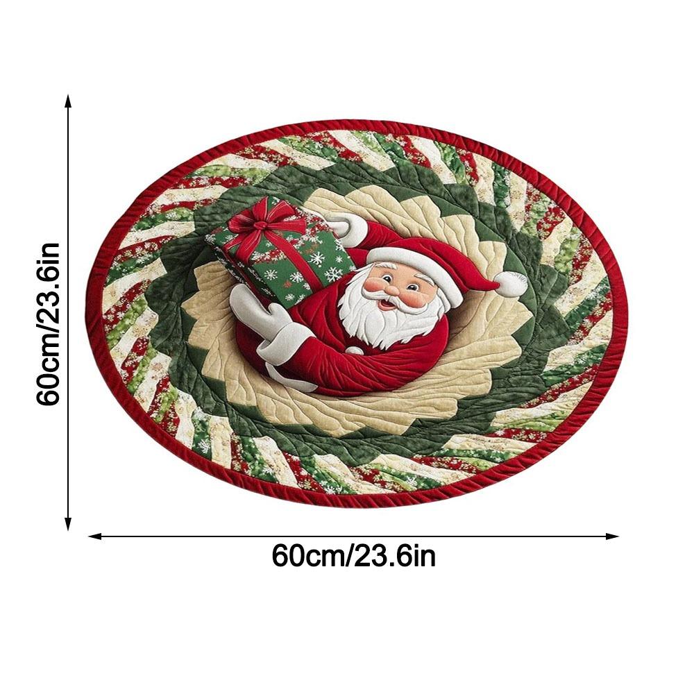 Crystal Velvet Christmas Round Carpet Red 3D Special-shaped Christmas Tree Base Mat Atmosphere Decoration Anti-Slip