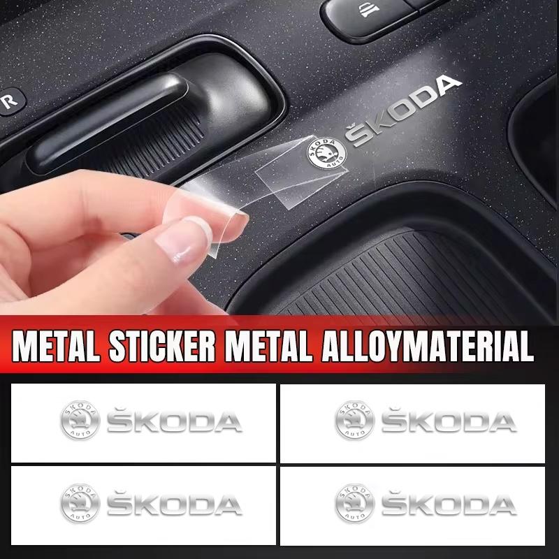 YAQ1 Metal Creative Car Emblem Badge Waterproof Dirt-proof Stickers For Skoda Octavia Rapid Fabia Superb Kodiaq Karoq Kamiq Scala