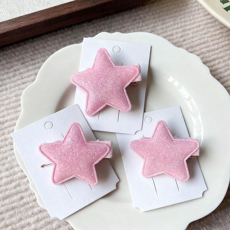 Sparkly Pink Star Hair Clip: Sweet Fairy-Style Korean Accessory