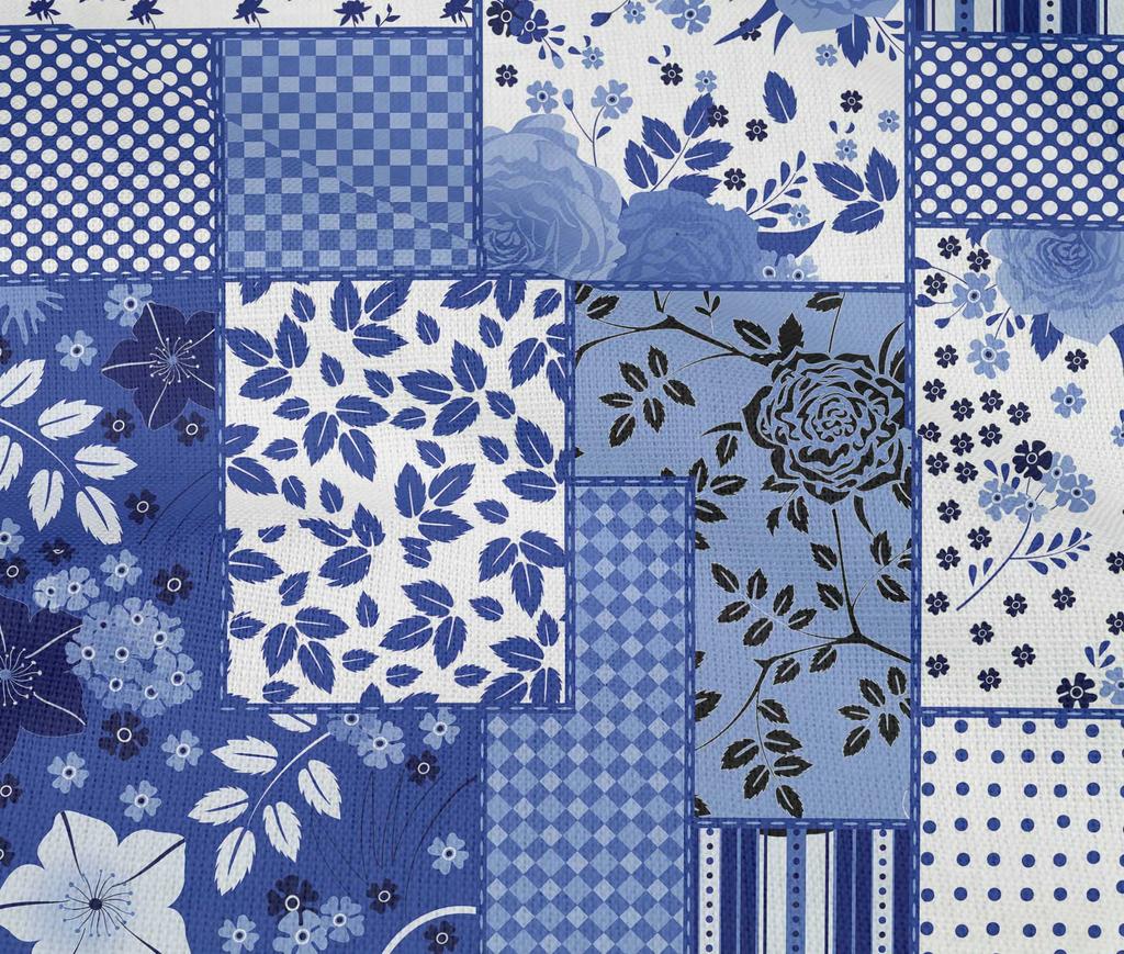 oneOone Cotton Flex Bläulich-Violett-Stoff mit Blumenmuster, Nähstoff Meterware, bedruckt, DIY-Kleidung, Nähzubehör, 101,6 cm