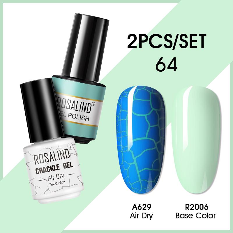 ROSALIND 7ml Nagelgel Nagellack Cracked Gel Semi-Permanent Esmalte Hybrid Lack UV Nagelkleber Nagellack Primer Matt 2er Set