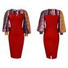 Large Size Women Summer Fashion Printed Patchwork Dress Ladies Elegant One Piece Slit Sheath Dress