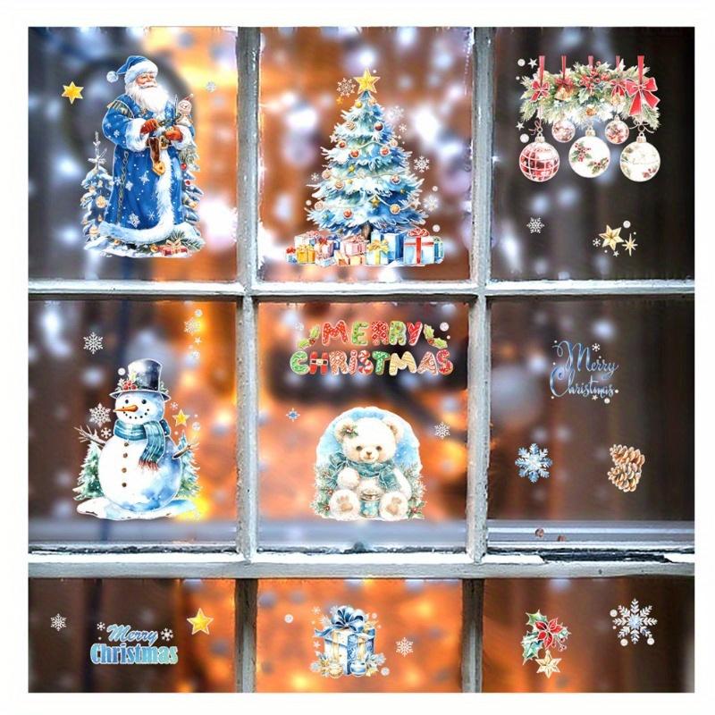 1pc Gold Powder Ice and Snow Santa Claus Glass Stickers Shop Window Decoration Atmosphere Electrostatic Stickers, Christmas