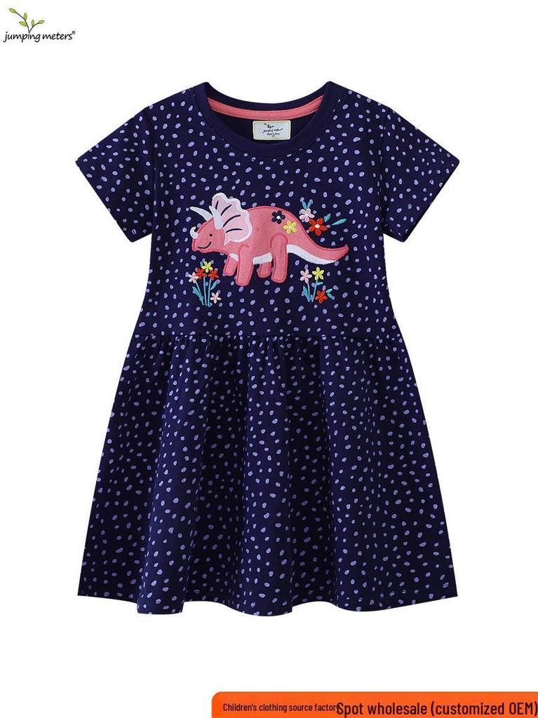 2026 Girls' Summer Cartoon Embroidery Dress: Stylish Academy Style for Kids