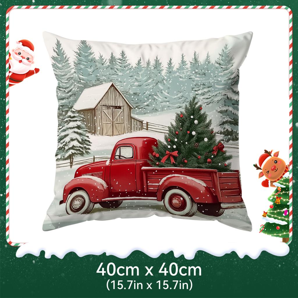 Vintage Style Christmas Pillowcase Printed Polyester 40/45/50Cm Throw Pillowcover Decorative Sofa Cushion Pillowslip Home Decor