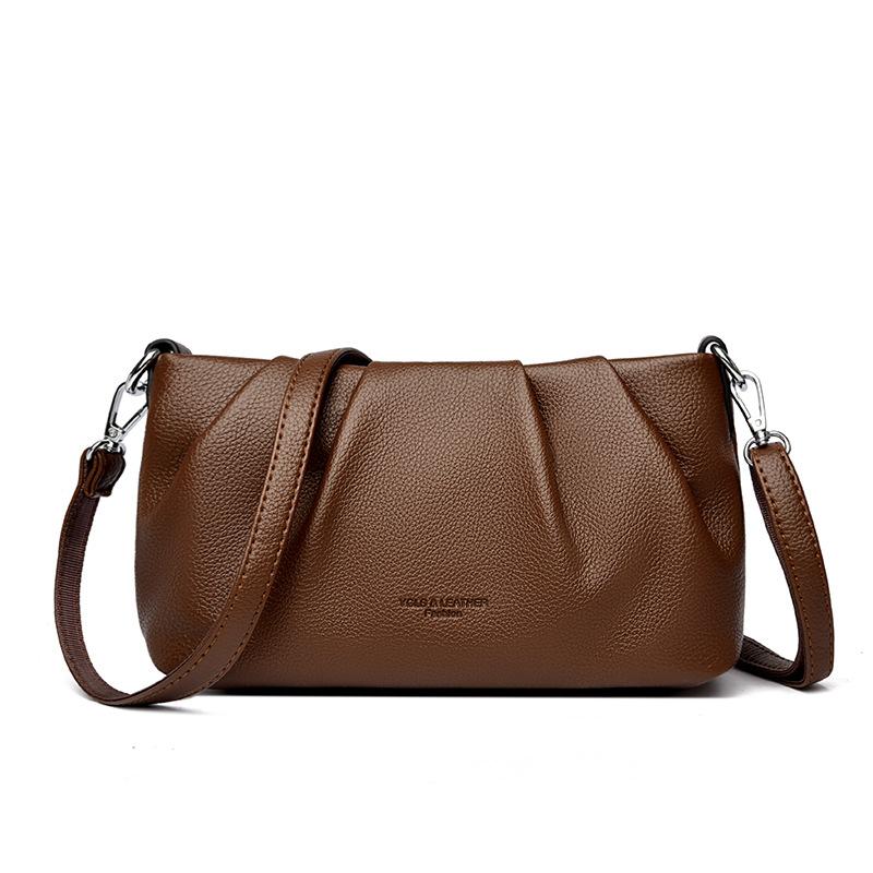 

Women s bag new urban simple fashion chain pleated bag shoulder crossbody armpit bag small square темно-коричневого
