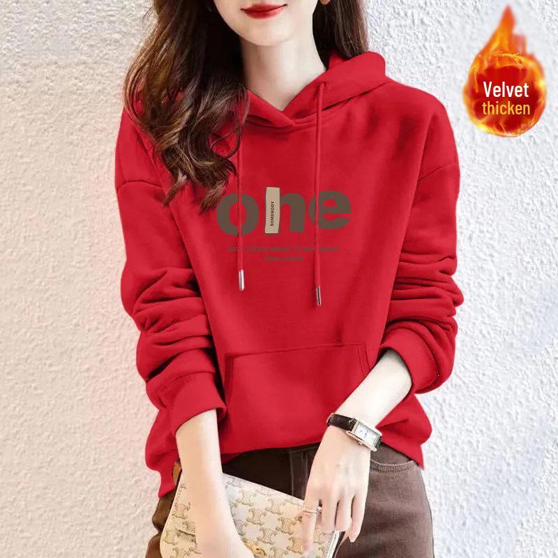 Women's Pure Cotton Bear Print Hooded Pullover Sweatshirt, Long Sleeve, Niche Design, New Spring & Autumn Style