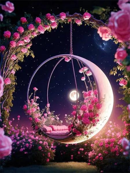 5D Diamond Painting Moon Rose Full Square Round Embroidery Mosaic Flower Landscape Home Decor