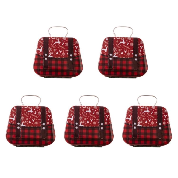 5Pcs Decorative Christmas Candy Iron Boxes Party Favor Packaging Box Handheld Candies Organizers Sweets Tins with Handle