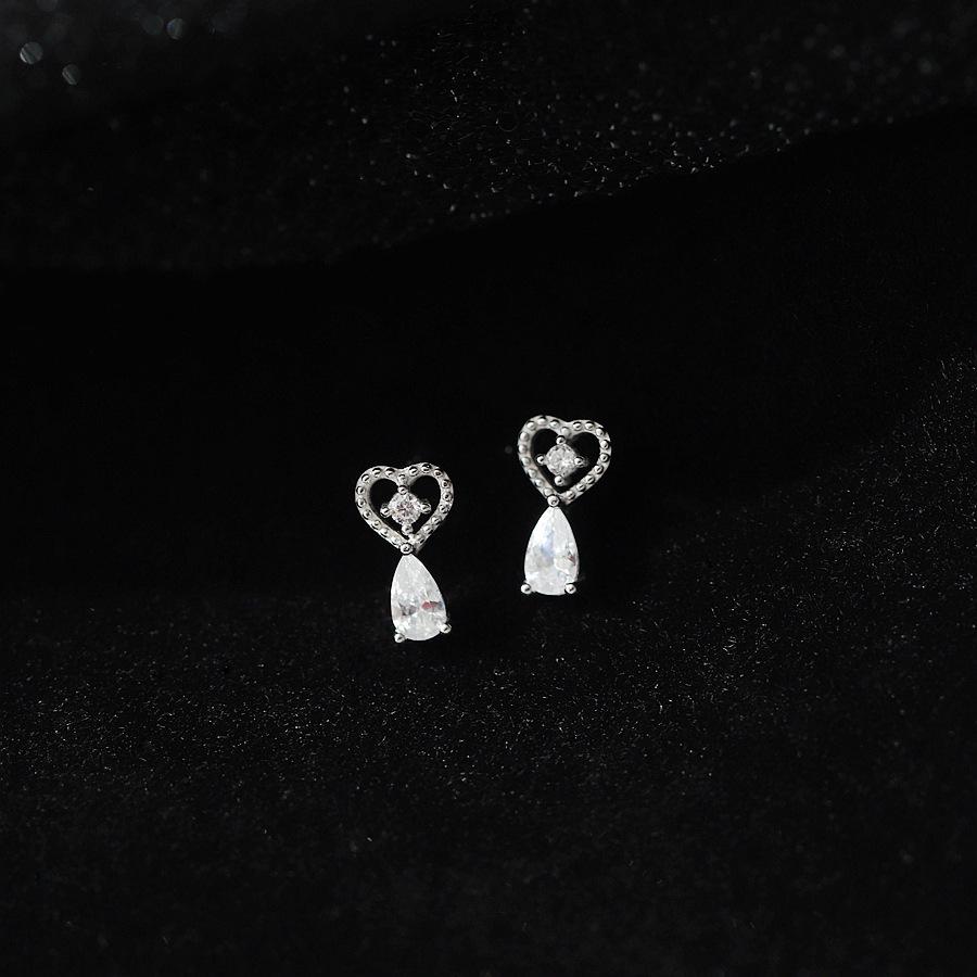 

Универсальные серьги-пусеты в стиле Мори из стерлингового серебра 925 пробы с золотым покрытием в форме персикового сердца и капли воды, с бриллиантами для женщин 925 Silver