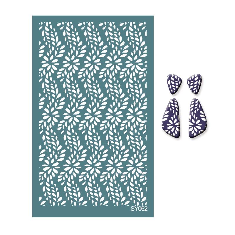 Polymer Clay Coloring Silk Screen Stencil Reusable Line Pattern Printing Clay Stamps DIY Earrings Jewelry Making Pottery Tools