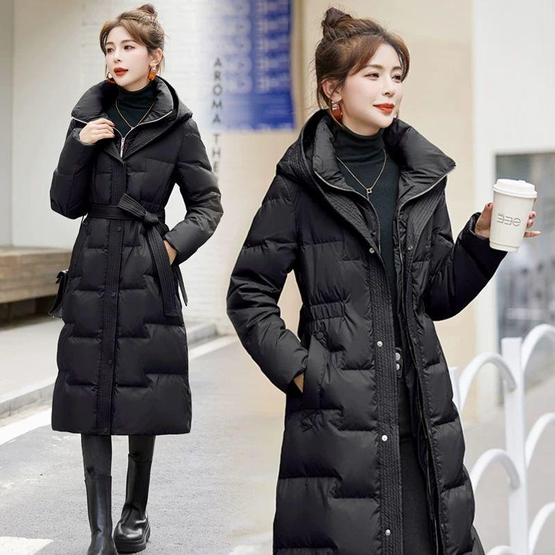 

Women s Mid-Length Loose-Fit Hooded Down Cotton Coat - Korean Style Winter Wear L (110-125 jin) білий