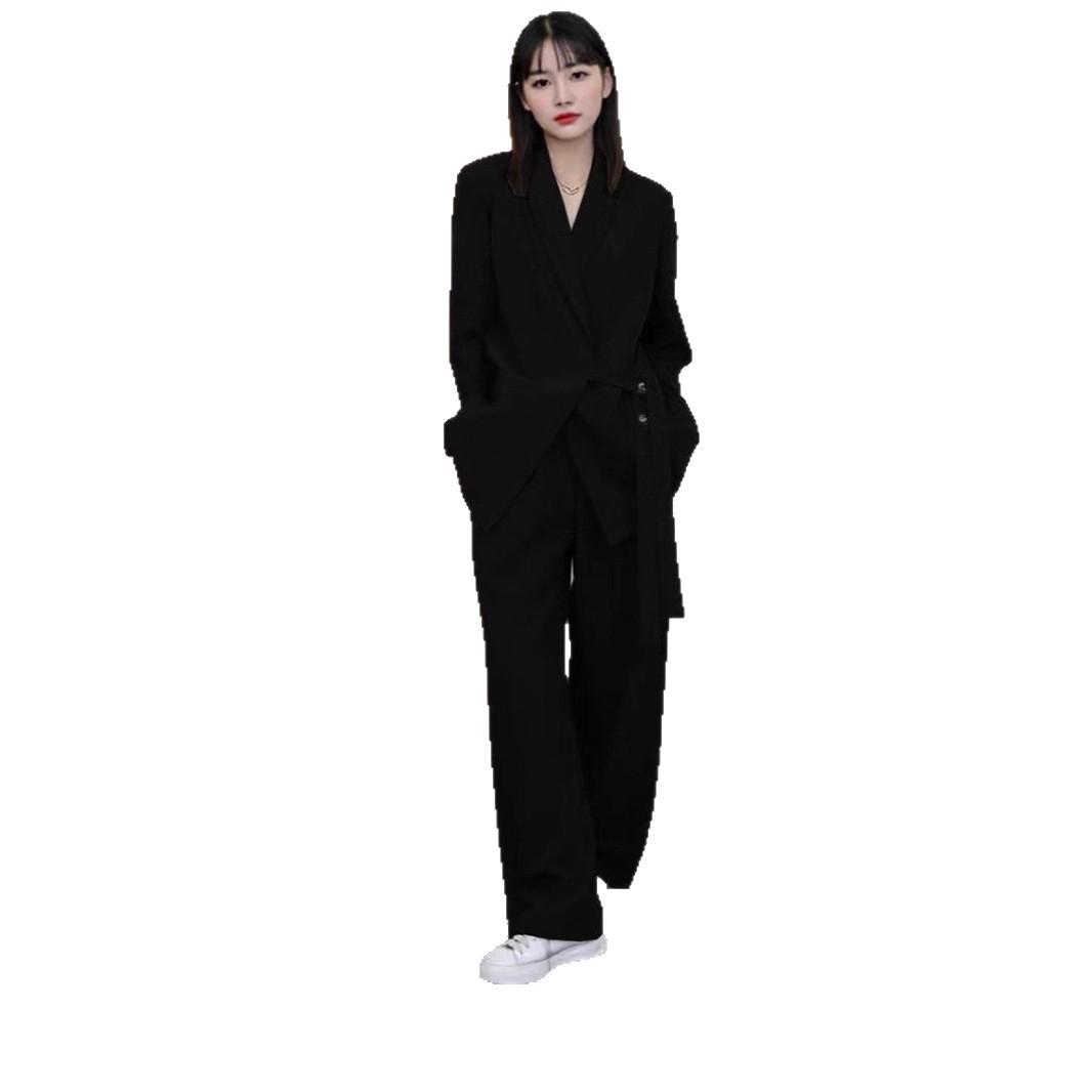 

Women s Plus Size Casual Suit: Age-Reducing Loose Jacket with Spring/Autumn Wide-Leg Pants Two-Piece Set 4XL (170-190 lbs)