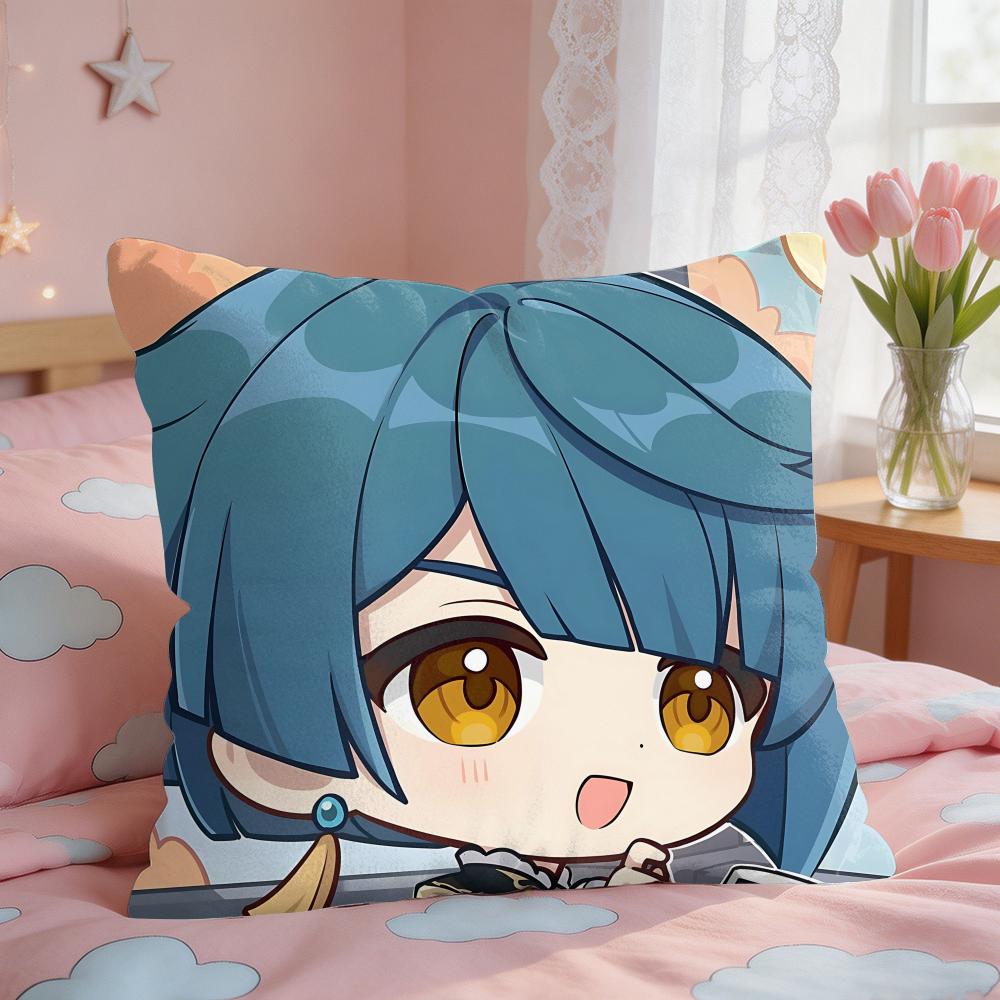 Xingqiu Genshin Impact Cushion Cover Square Short Plush Pillow Case Living Room Sofa Home Decor Funda X