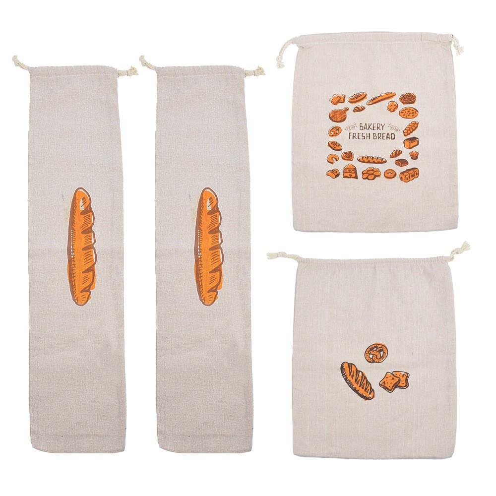Linen Bread Bags Reusable Drawstring Large Washable Storage Food Accessories Home Unbleached Kitchen Organizer