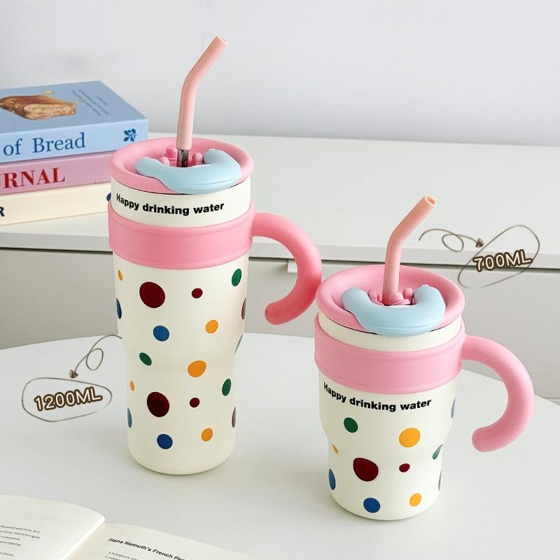 

Бутылка для воды из нержавеющей стали 304, термокружка для кофе в машину, холодная, горячая, термос с ручкой и соломинкой для рождественского мальчика 700ml