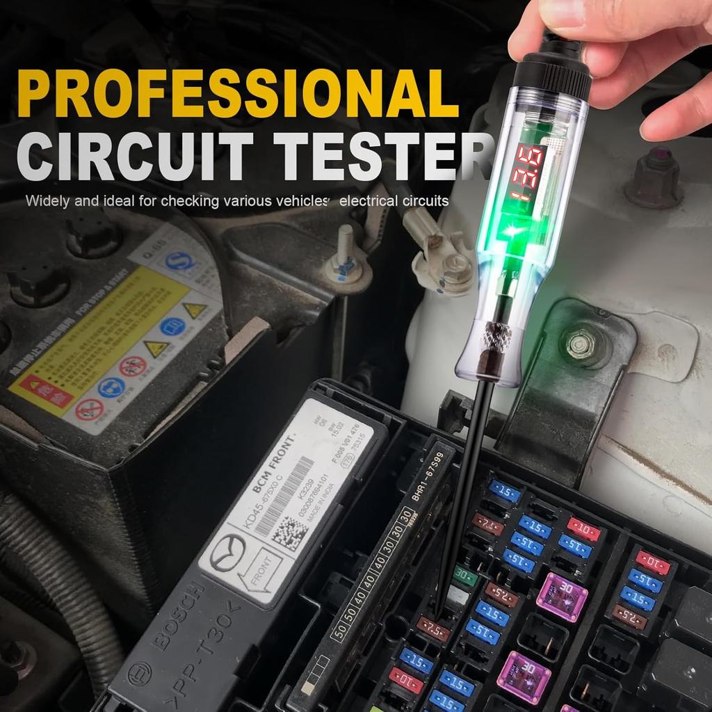 Automotive Test Light 5-90V Digital LED Circuit Tester With Voltage Display, Auto Bidirectional Light Tester, Electrical Voltage Tester With Extended