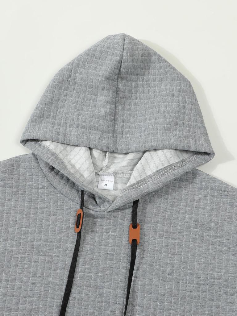 2024 European Men's Quilted Jacquard Plaid Cotton Long-Sleeve Hooded Sweatshirt