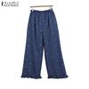 ZANZEA Women Casual Elastic Waist Loose Polka Dot Print Cropped Pants