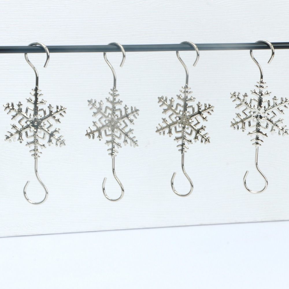 10pcs Snowflake Shape Christmas Wreath Hooks Xmas Tree Decoration Hook  Christmas Sock