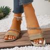 Summer Women Flat Sandals Bohemian Style Beach Slippers Braided Strap Open Toe Slip On Casual Footwear for Outdoor Use