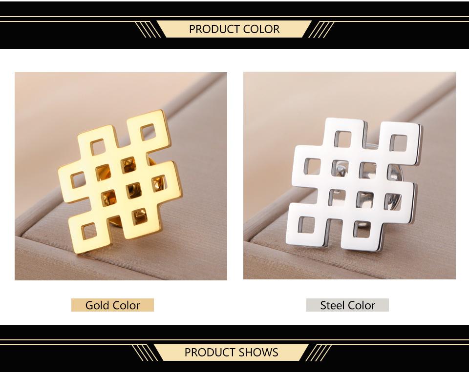 Dawapara Vintage Endless Knot Symbol Brooches Good Luck Chinese Knot Brooch Lapel Pin Stainless Steel Accessories