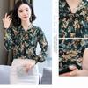Floral Print Long Sleeved Chiffon Shirt for Women Spring Summer Mother's Top Scarf Collar Bow Bottoming Blouse M-4XL