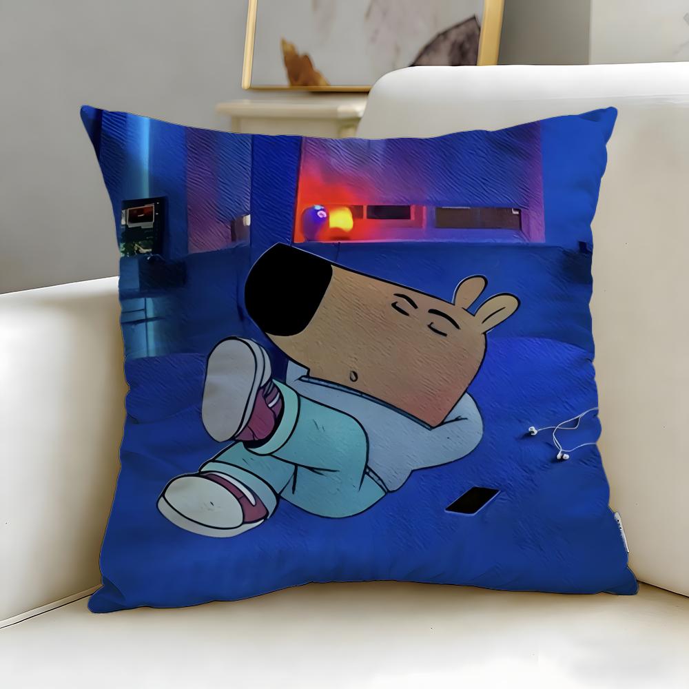popular cartoon character Chill Guy Cushion Cover Soft EasyWash Pillow Case Versatile for Couch Bed Travel and Office