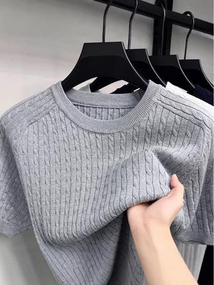 Men's Casual Loose Fit Round Neck Short Sleeve Knit T-shirt - Spring/Summer Solid Color Pullover