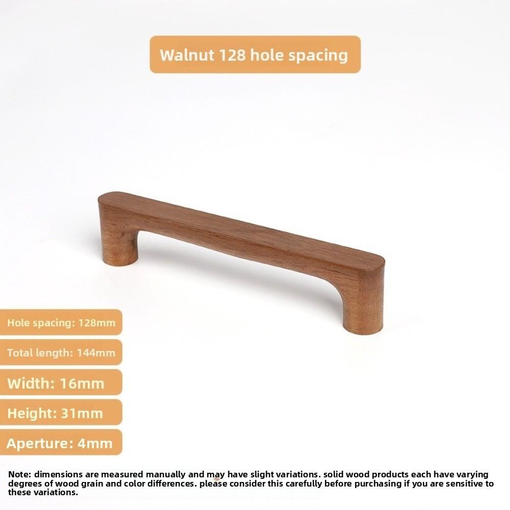 Minimalist Nordic Style Cabinet Handles Walnut Wood Rounded Edges Drawer Pulls Eco-Friendly 96mm Wardrobe Handles Home Decor
