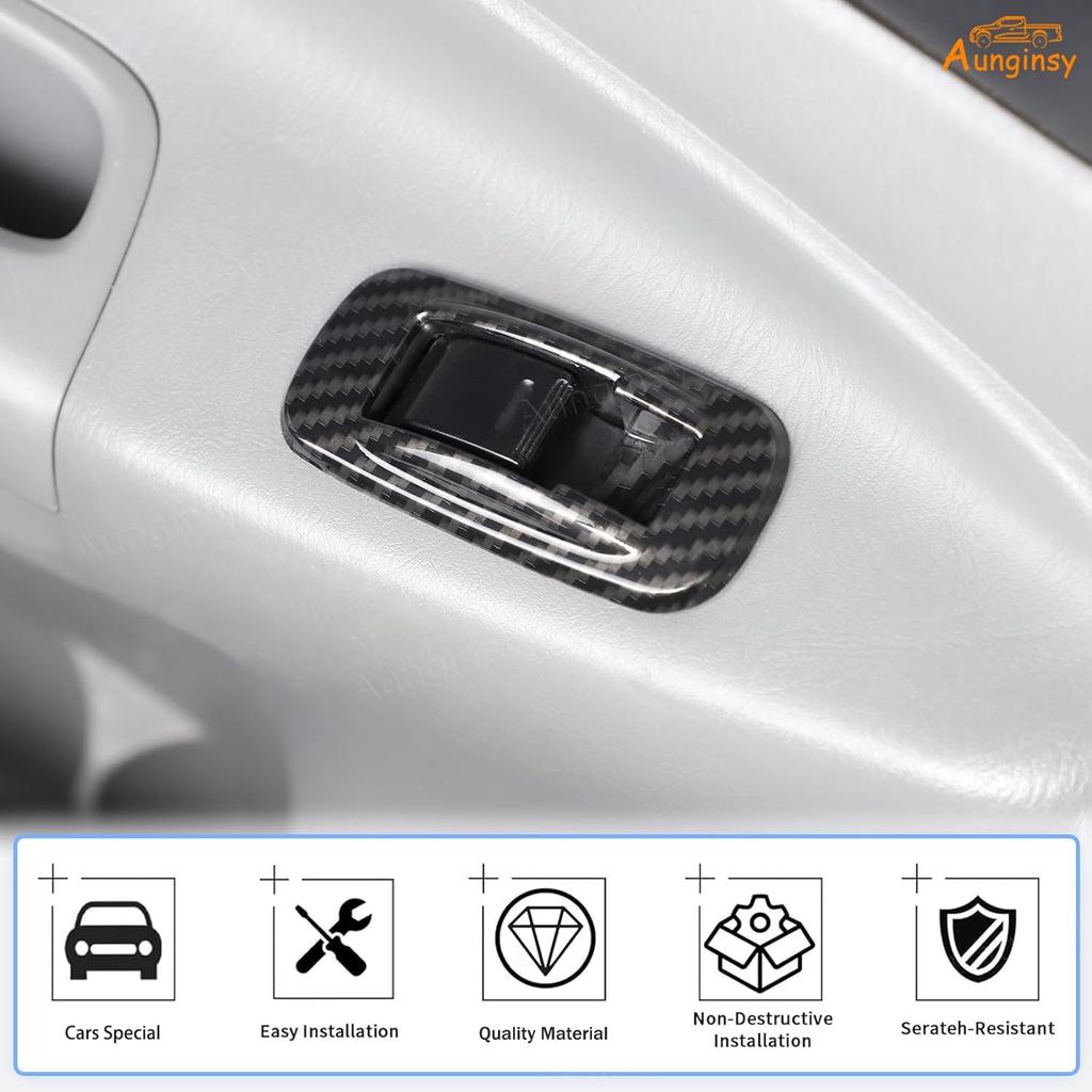 Aunginsy Car Door Window Glass Lift Button Panel Trim Cover Compatible with Toyota Tacoma 2012-2015, Front and Rear 4Pcs Doors Armrest Window Control