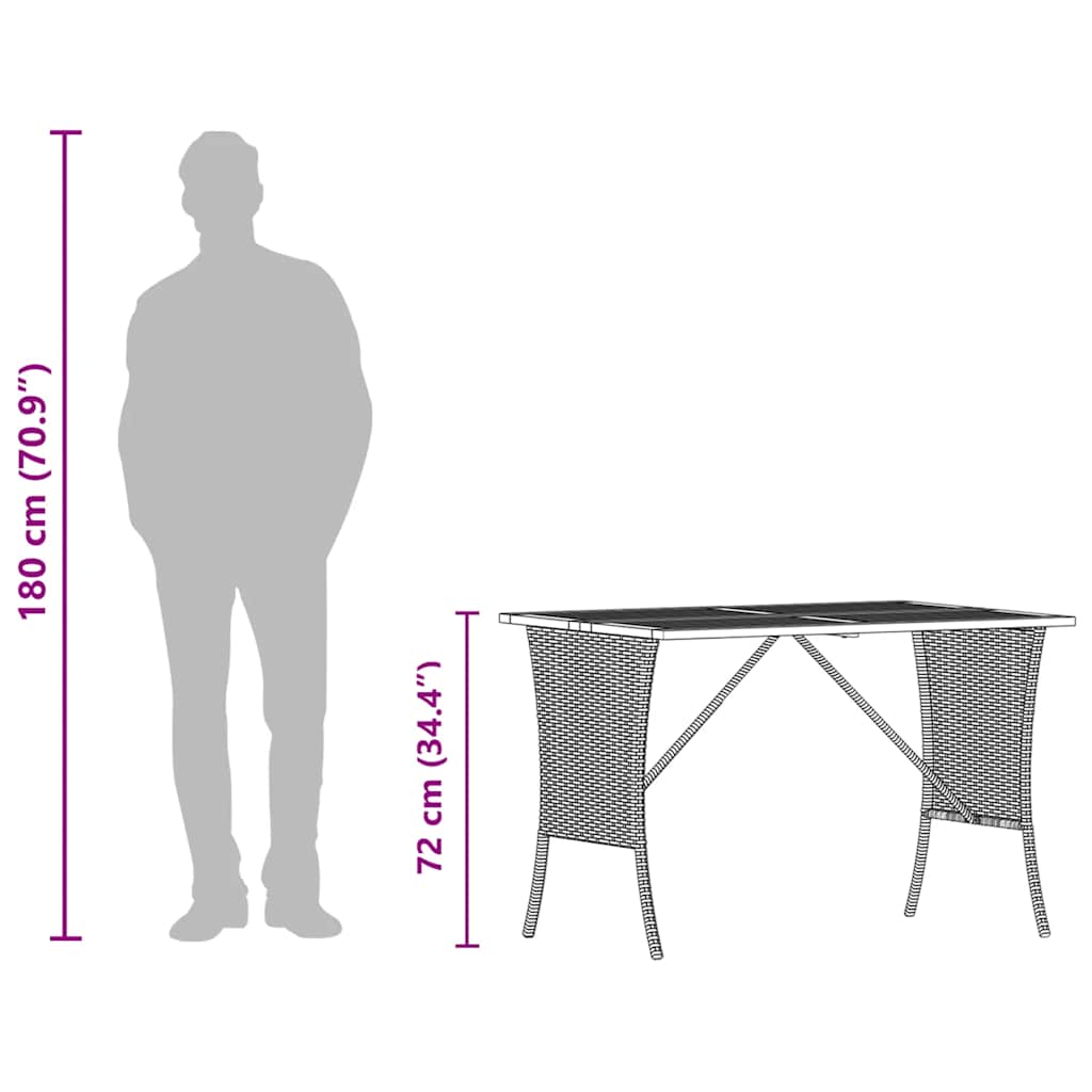 Garden Table with Acacia Wood Top Gray 105x75x72 cm Poly Rattan