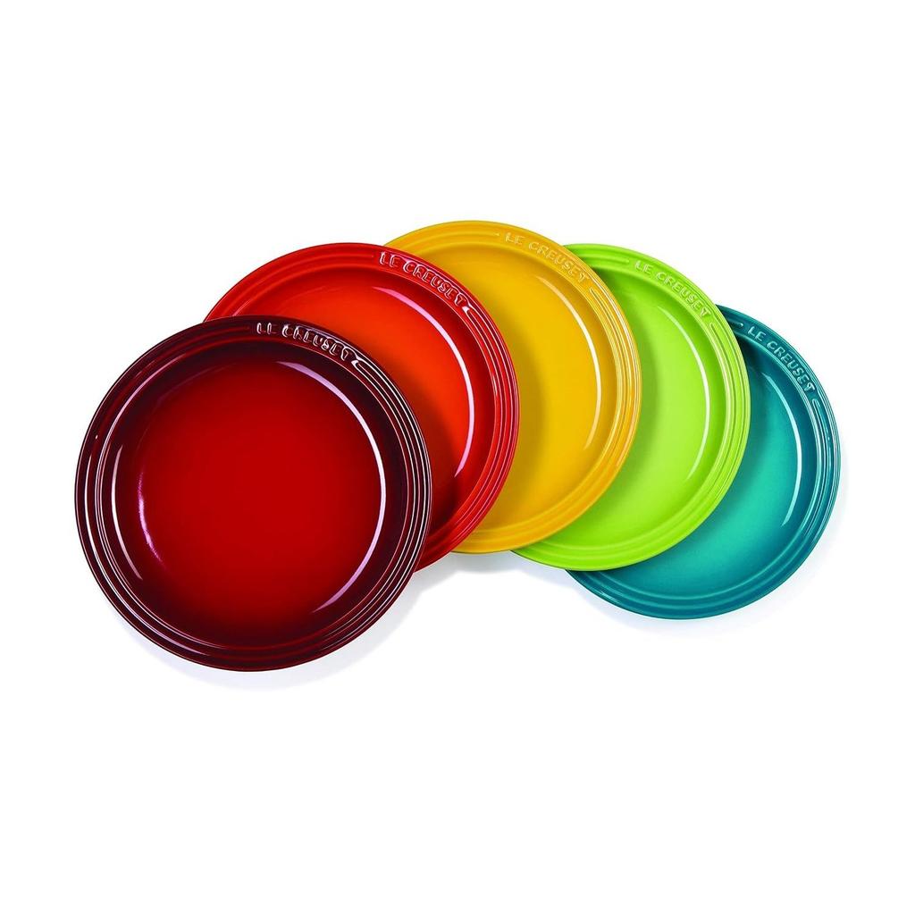 Le Creuset Round Plate LC 23 cm Rainbow Heat-resistant Cold-resistant Microwave Oven Compatible Set 5 Dish Pasta Curry
