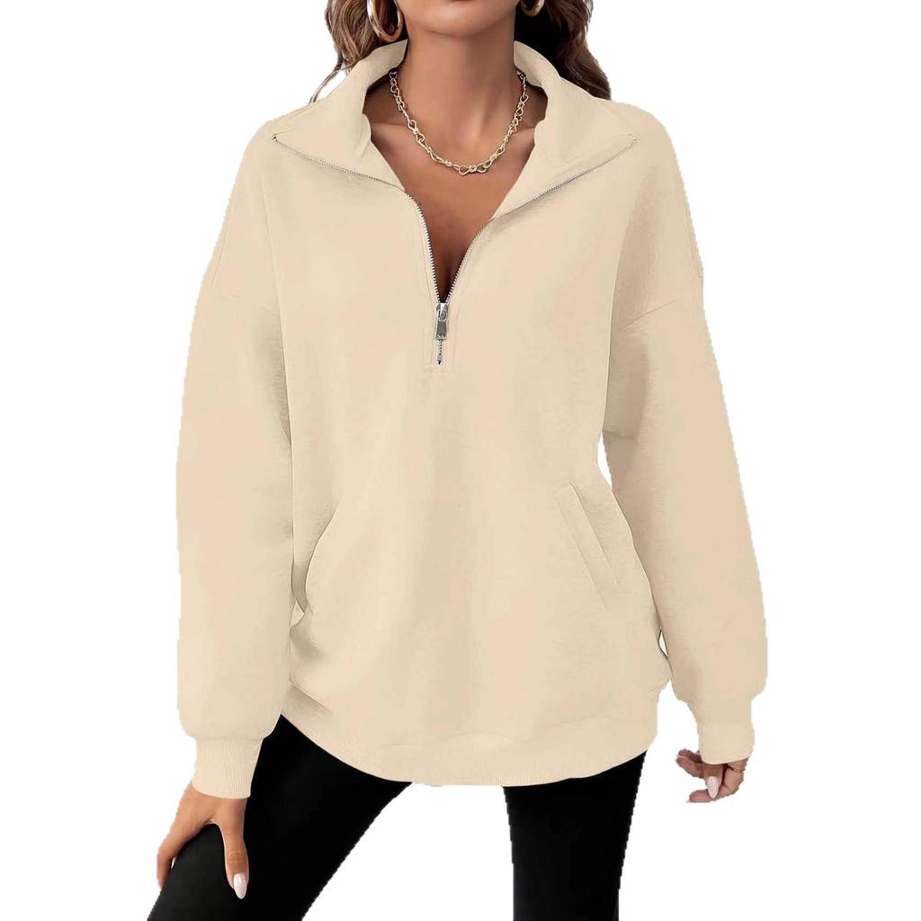 2025 Euro-American Cross-border Half-zip Long-sleeve Loose One-piece Hoodie for Autumn/Winter