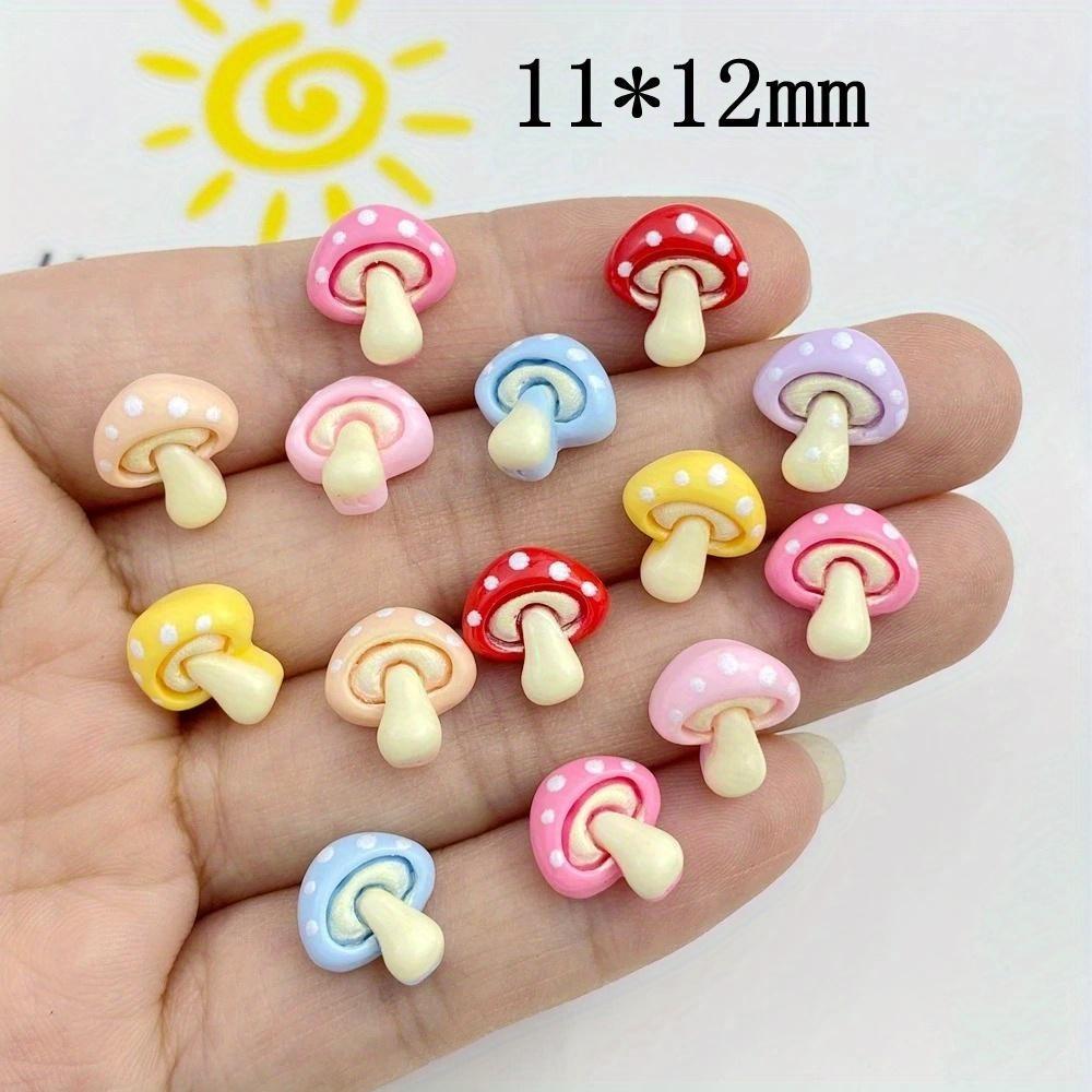 50Pcs/Bag Cute Resin Small Mushroom Flat Back Ornament Jewelry Making Manicure Hairwear Accessorie DIY Material