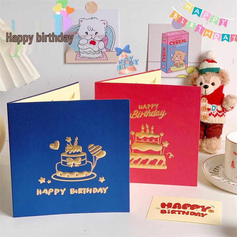 Handmade 3D Pop-up Birthday Cake Greeting Card