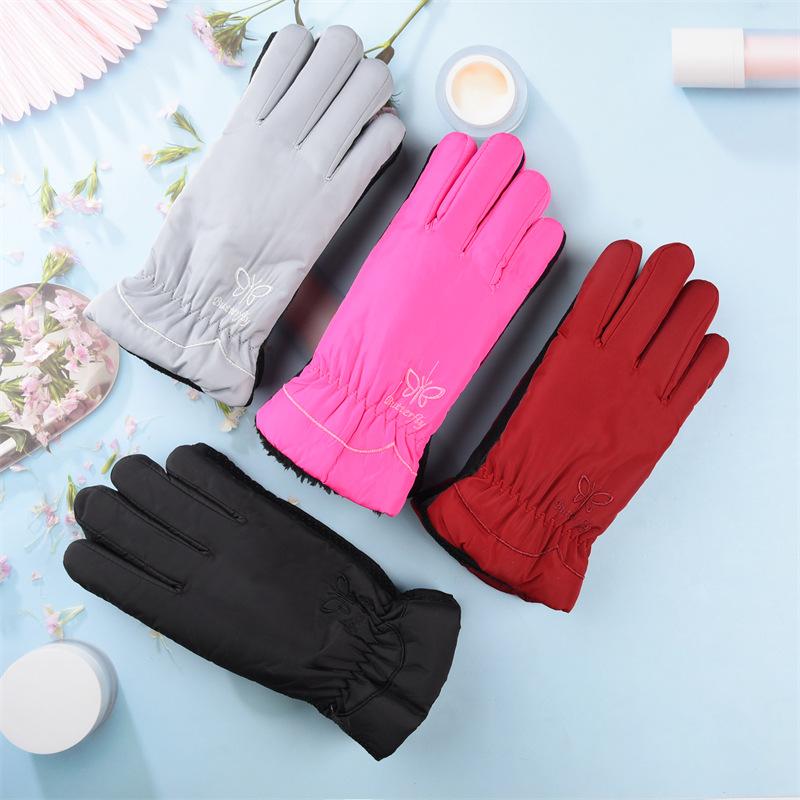 Winter sports thermal gloves women's velvet thickened outdoor riding windproof and cold-proof couple cycling driving non-slip