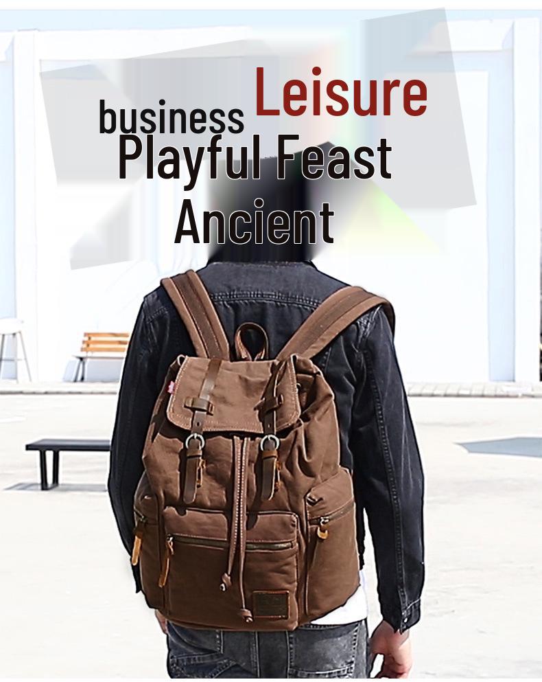 AUGUR Vintage Canvas Backpack for Men – Dual-Shoulder Laptop & School Bag