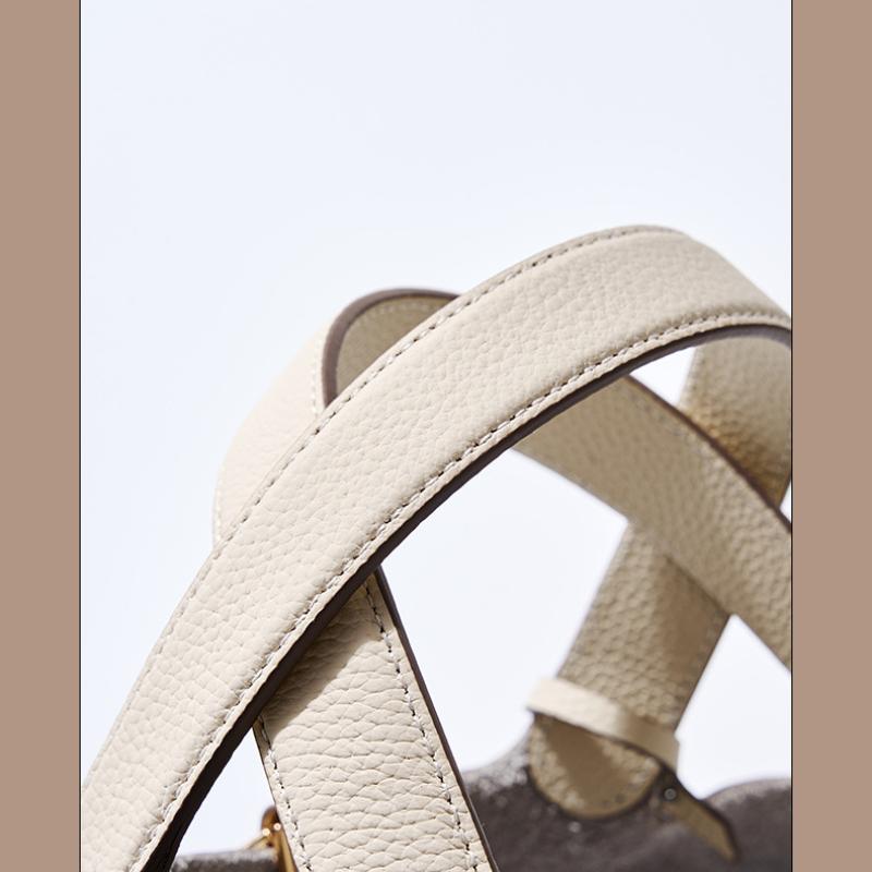 Bucket Bag Vegetable Basket Women's Bag Leather Handbag Mommy Bag Bridal Wedding Bag Premium Sense