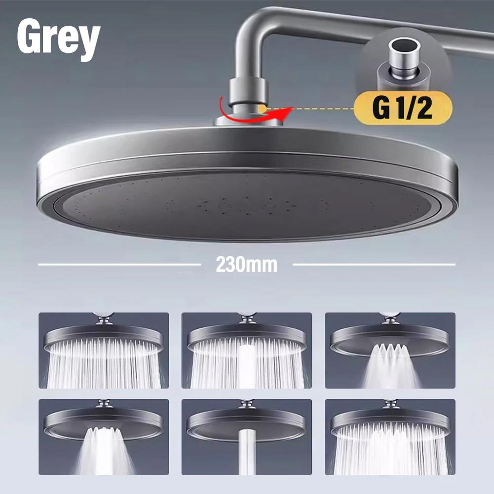 Adjustable Shower Head Big Panel Shower Head Advanced ABS Plastic Detachable Shower Head Black For Home Shower серый