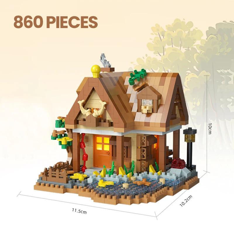 

Diy Street View Building Model Assemble Building Blocks Forest Tree House Puzzle Windmill Tree House Decoration Toys Table Decor