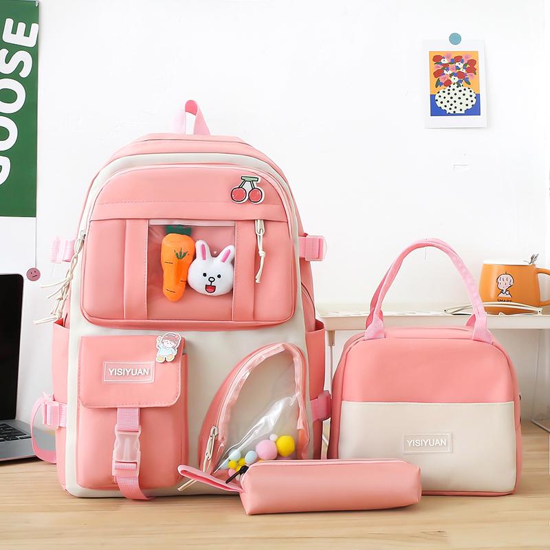 Canvas Rucksack Set Damen Farbkontrast Rucksack Junior Senior High School Schüler Schultasche